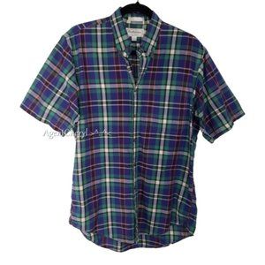 BURBERRY LONDON Sz Med Blue Green Plaid Shirt Mens